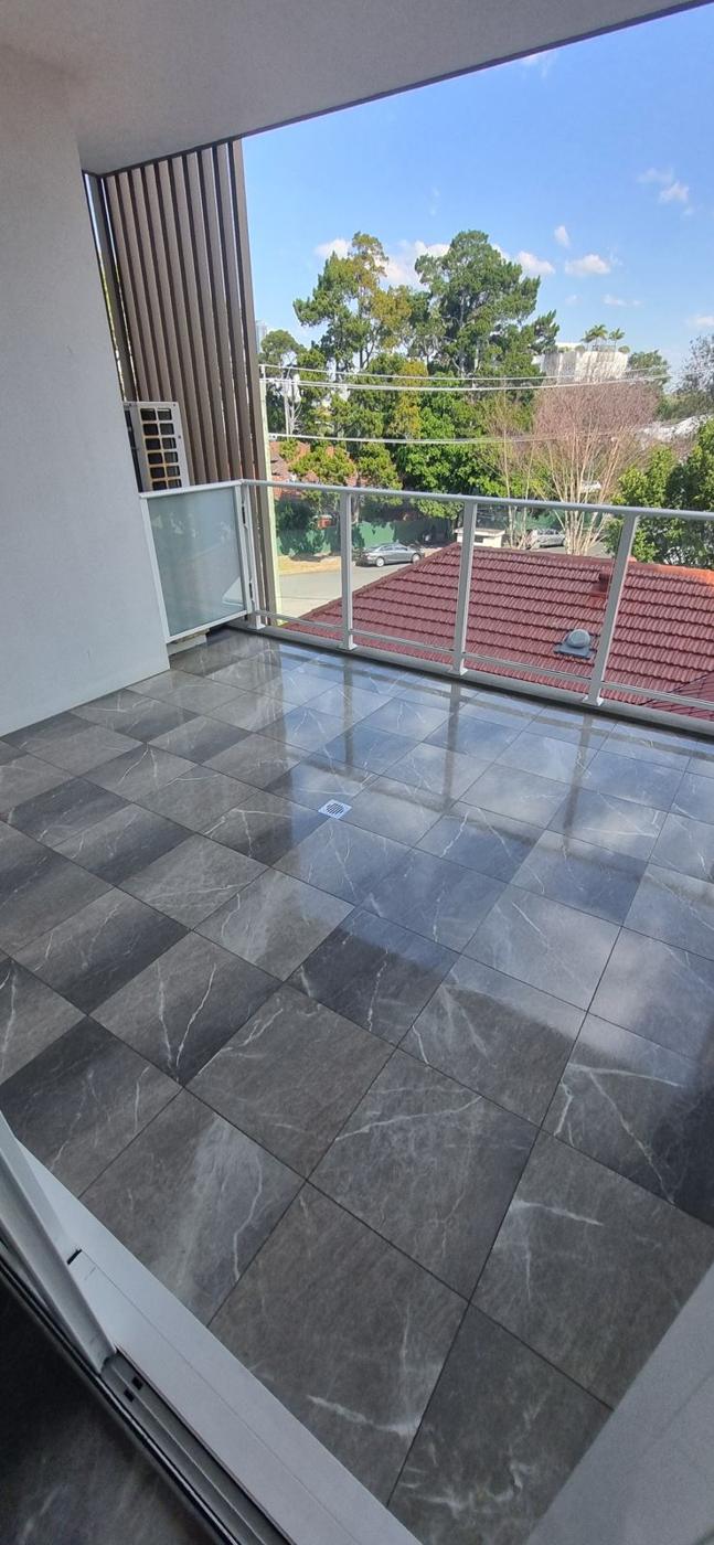 Balcony tiles and glass balustrade